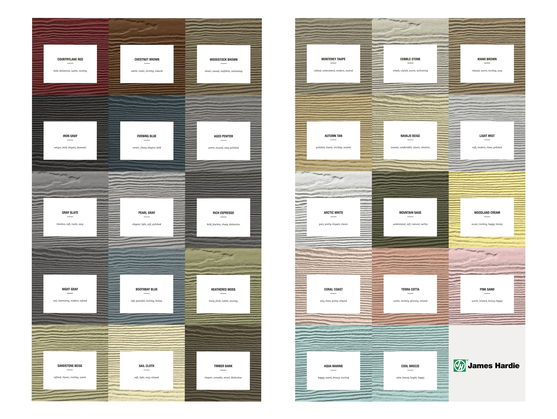 James Hardie Color Chart